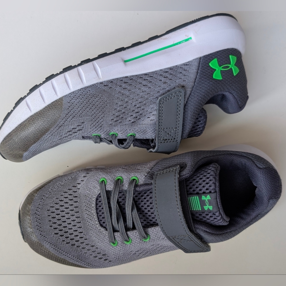 Under Armour Kids' Gray and Green Sneakers